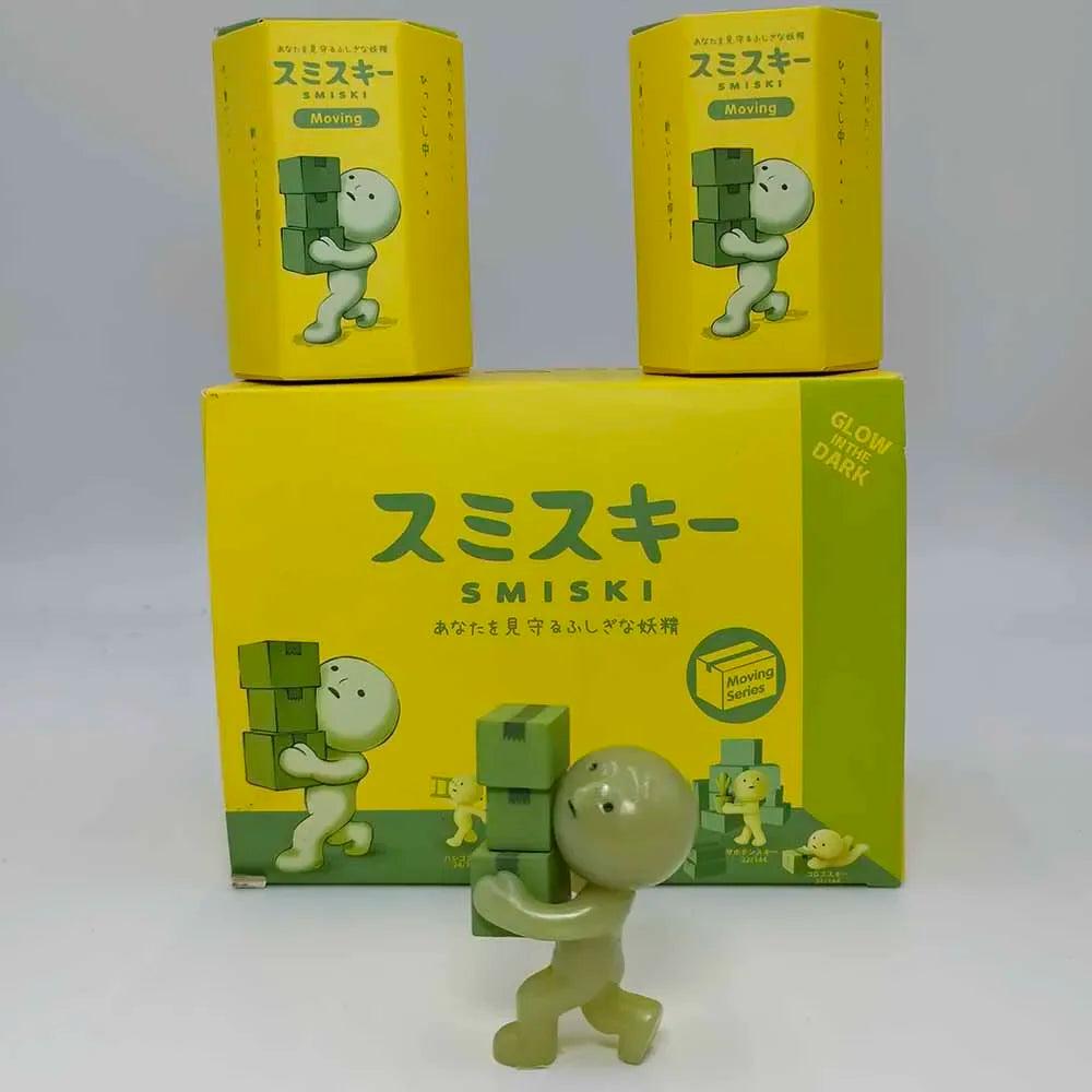 Smiski Moving Series Mystery Cute Noctilucent Green Doll Action Figures Cartoon Desktop Blind Box Toys Birthday Gift
