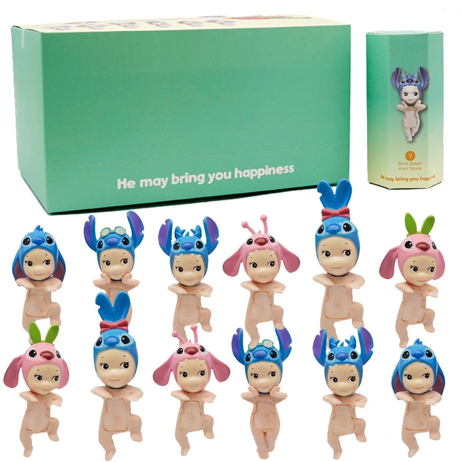 12 Pieces Sony Angel Blind Box 6 Style Stitch Anime Figures Cute Angel Blind Box Phone Decoration PVC Dolls Toys Gifts