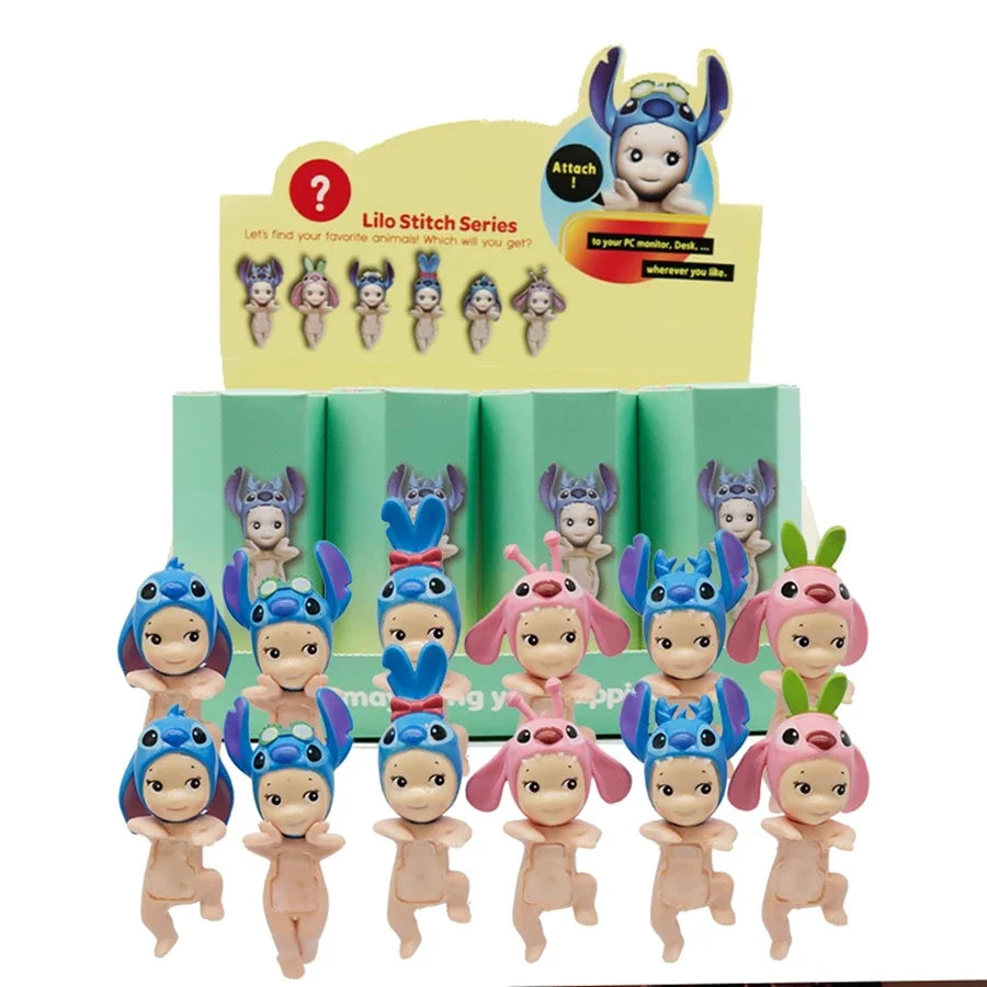 12 Pieces Sony Angel Blind Box 6 Style Stitch Anime Figures Cute Angel Blind Box Phone Decoration PVC Dolls Toys Gifts