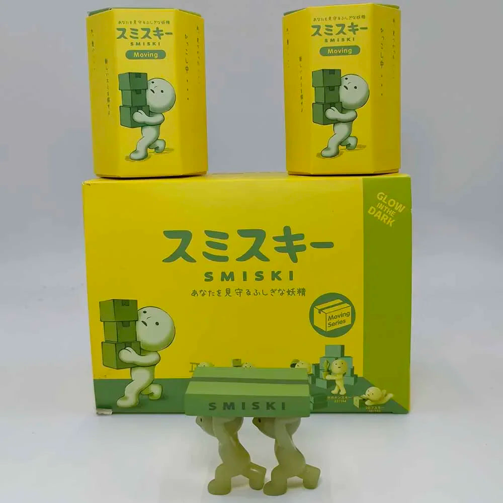 Smiski Moving Series Mystery Cute Noctilucent Green Doll Action Figures Cartoon Desktop Blind Box Toys Birthday Gift