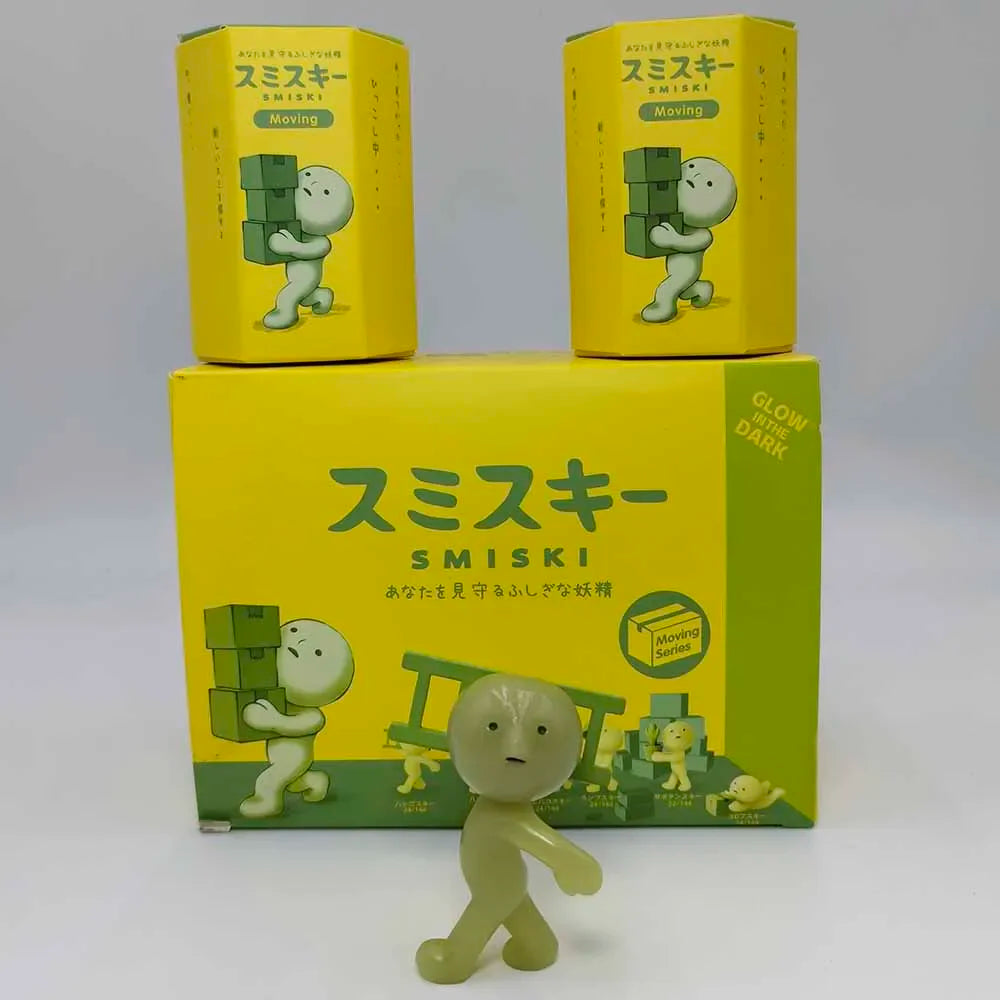 Smiski Moving Series Mystery Cute Noctilucent Green Doll Action Figures Cartoon Desktop Blind Box Toys Birthday Gift