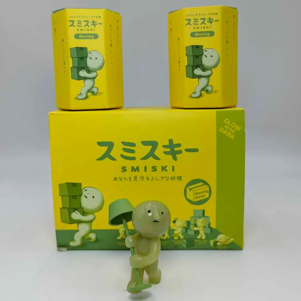 Smiski Moving Series Mystery Cute Noctilucent Green Doll Action Figures Cartoon Desktop Blind Box Toys Birthday Gift