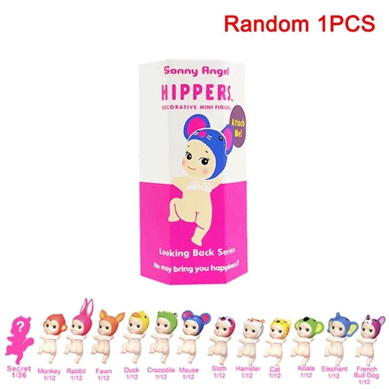 12PCS Sonny angel hippers Blind Box Hippers Looking Back Series Anime Figure Mini Model Doll Toys for Children Birthday Gifts