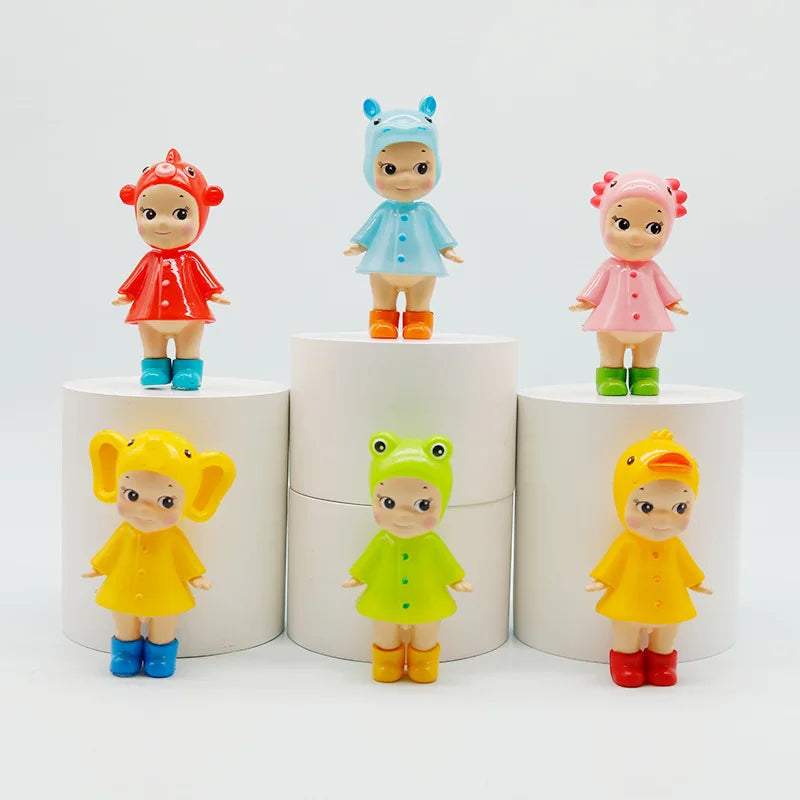 New Angel Mini Figure I Love Rainy Day Series Series Toy for Girl Mystery Box Frog Duck Goldfish Hippopotamus Collection Gifts