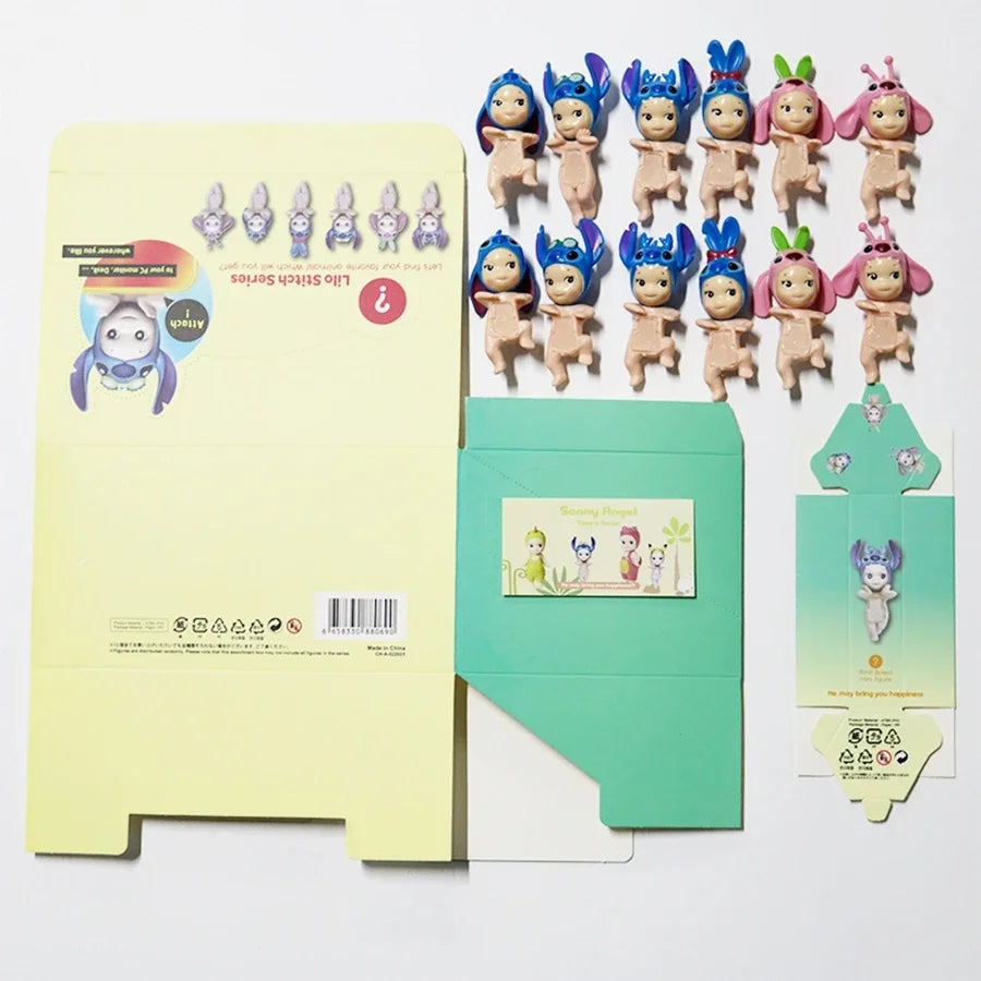12 Pieces Sony Angel Blind Box 6 Style Stitch Anime Figures Cute Angel Blind Box Phone Decoration PVC Dolls Toys Gifts