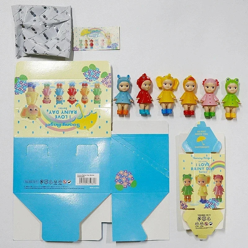 New Angel Mini Figure I Love Rainy Day Series Series Toy for Girl Mystery Box Frog Duck Goldfish Hippopotamus Collection Gifts