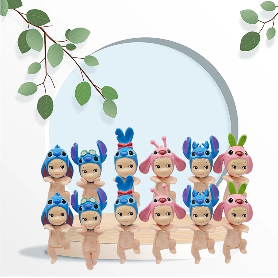 12 Pieces Sony Angel Blind Box 6 Style Stitch Anime Figures Cute Angel Blind Box Phone Decoration PVC Dolls Toys Gifts