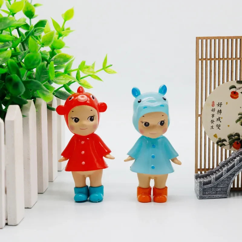 New Angel Mini Figure I Love Rainy Day Series Series Toy for Girl Mystery Box Frog Duck Goldfish Hippopotamus Collection Gifts