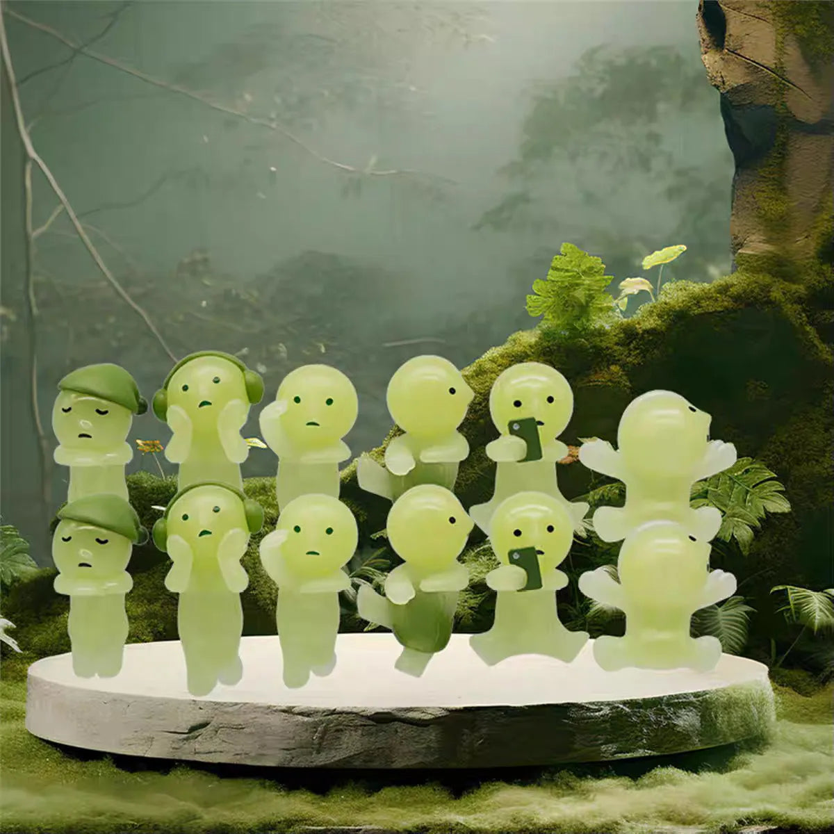Hot Sonny Angel Smiski Work Serie Mystery Cute Noctilucent Green Doll Action Figures Cartoon Desktop Blind Box Gift Toy In Stock