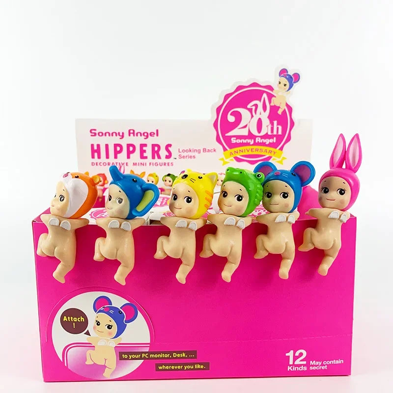 12PCS Sonny angel hippers Blind Box Hippers Looking Back Series Anime Figure Mini Model Doll Toys for Children Birthday Gifts