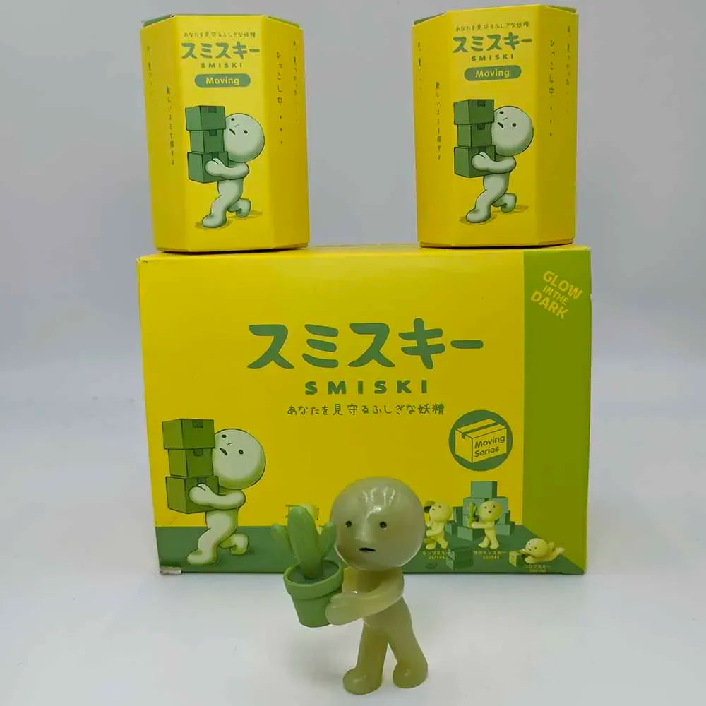 Smiski Moving Series Mystery Cute Noctilucent Green Doll Action Figures Cartoon Desktop Blind Box Toys Birthday Gift