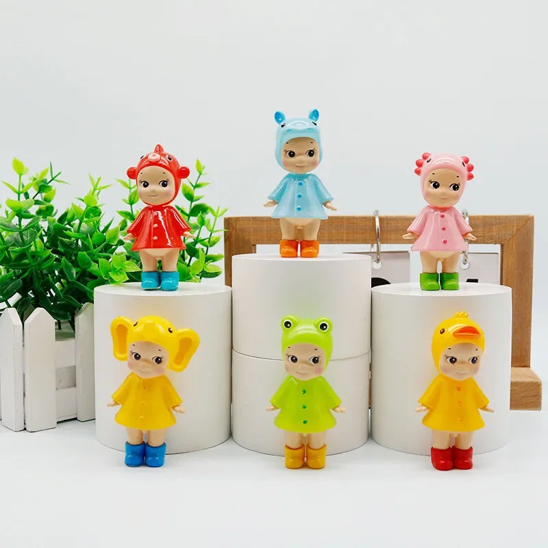New Angel Mini Figure I Love Rainy Day Series Series Toy for Girl Mystery Box Frog Duck Goldfish Hippopotamus Collection Gifts