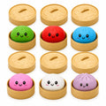 Six colours of classic flour-filled dumpling squishies