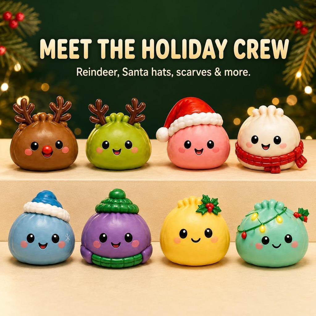 Christmas themed dumpling characters and advent calendar gift box