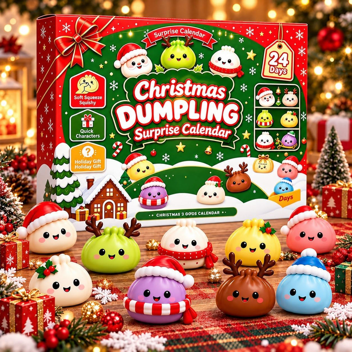 Green edition Christmas Dumpling 24 Day Advent Calendar gift set