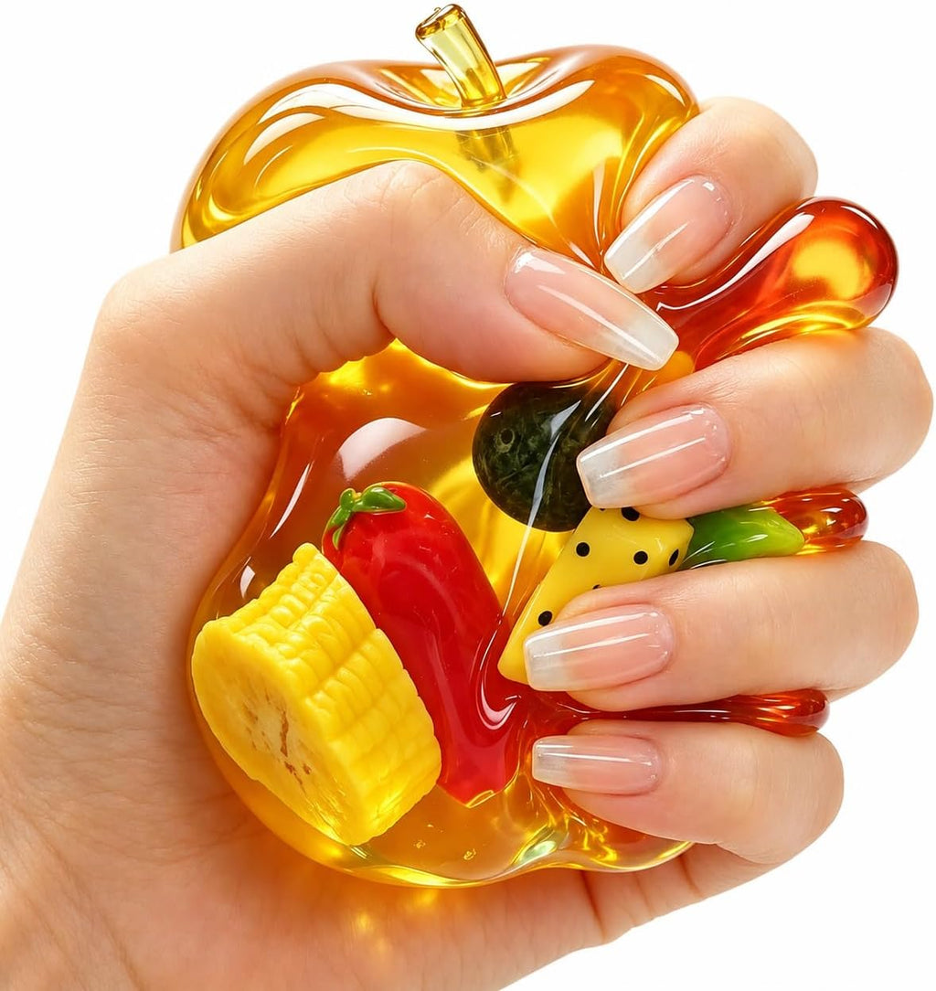Fruit apple squishy product photos showing apple in hands