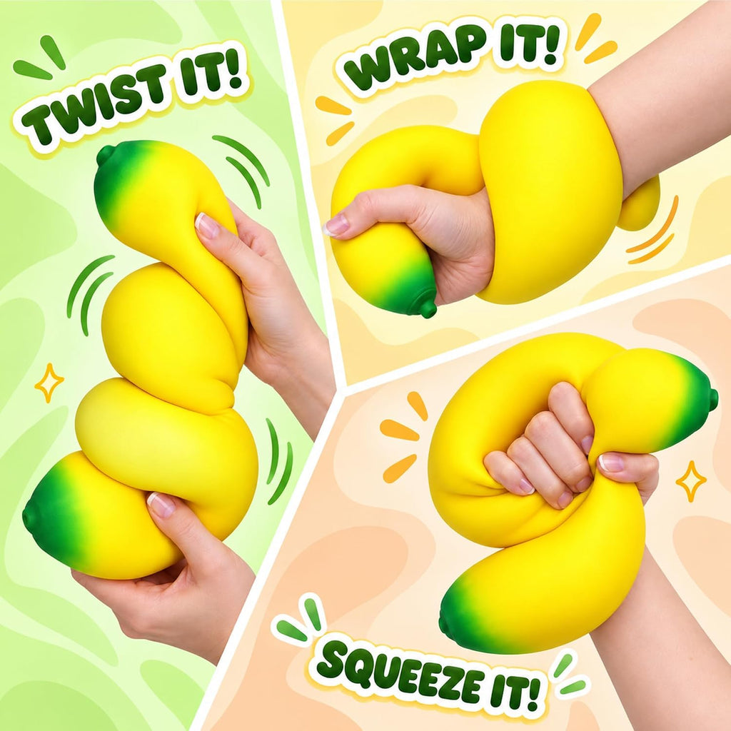 Jumbo Banana Squishy twist squeeze wrap product examples