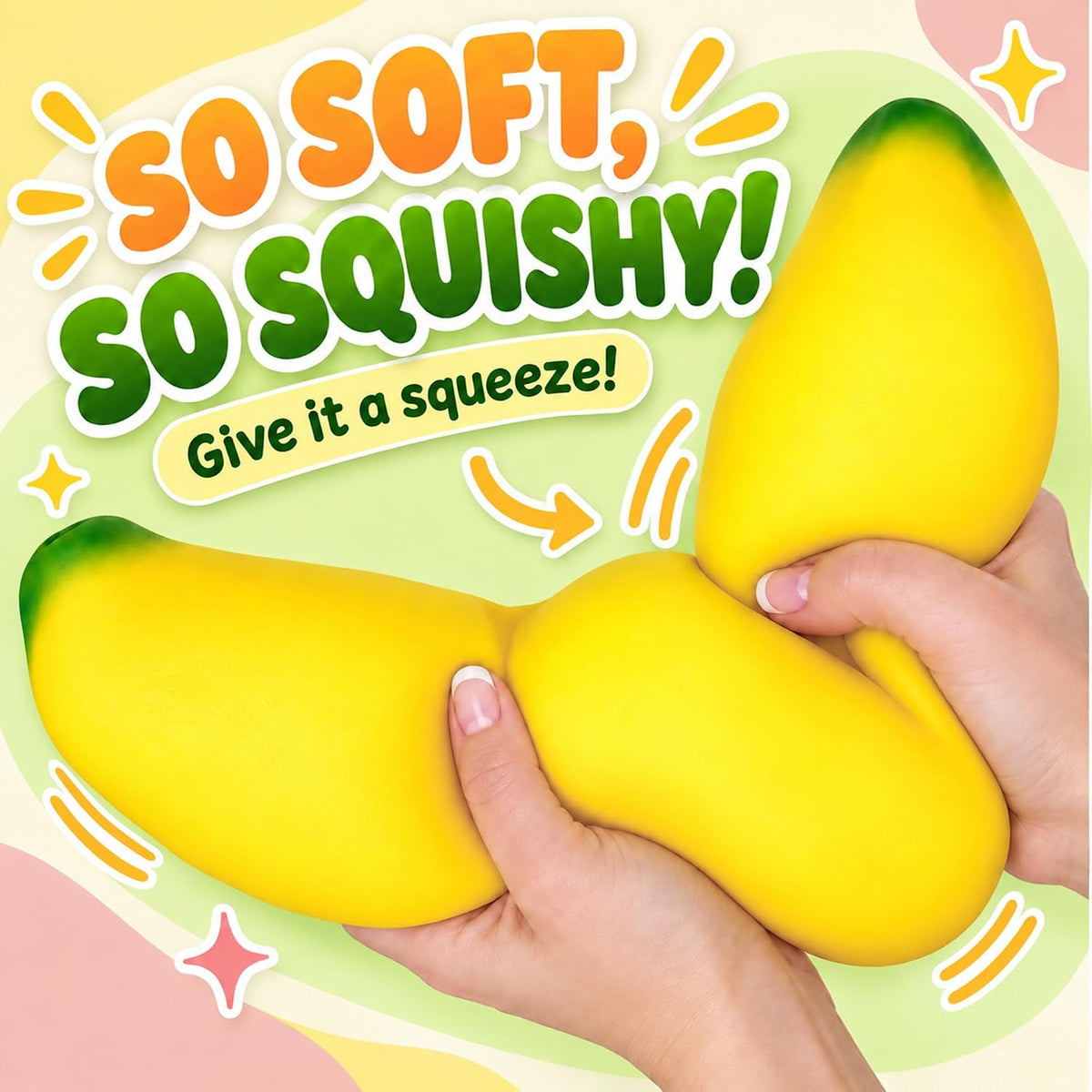 Jumbo Banana Squishy soft squeezable product close-up