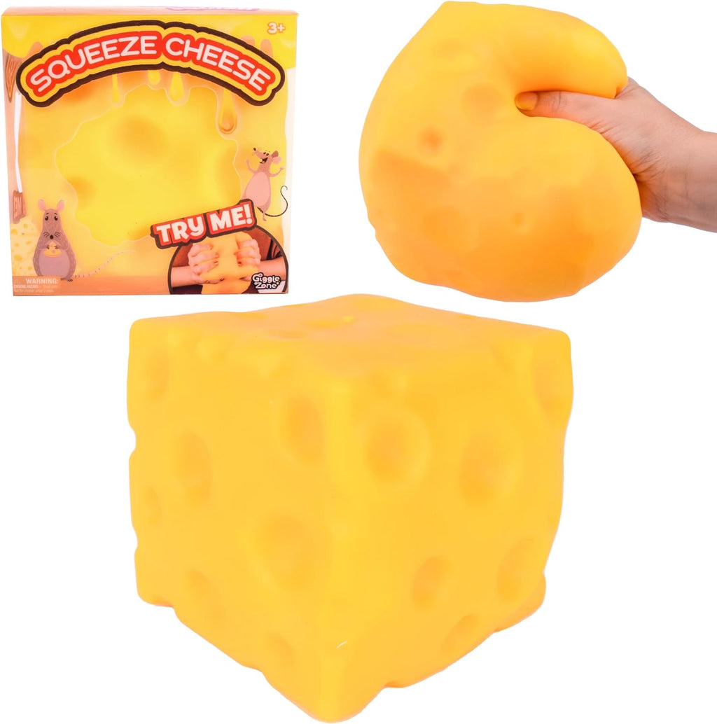 Jumbo Cheese Squishy block yellow soft squeeze toy with gift box