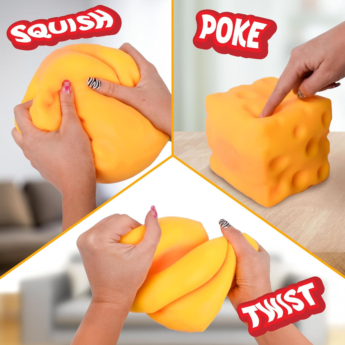 Jumbo Cheese Squishy approximate 10.8 cm size dimensions