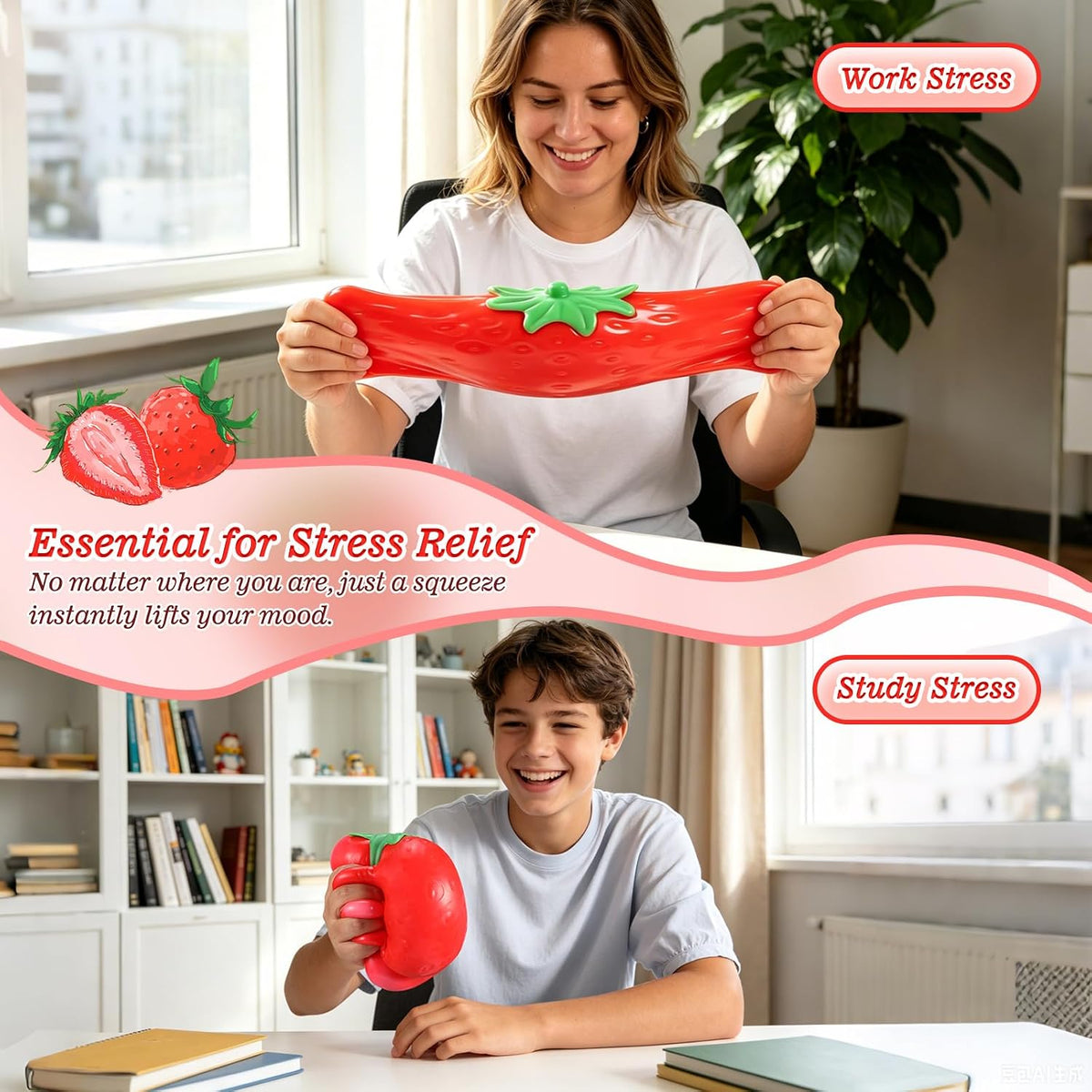 Jumbo strawberry gift and stress relief use cases