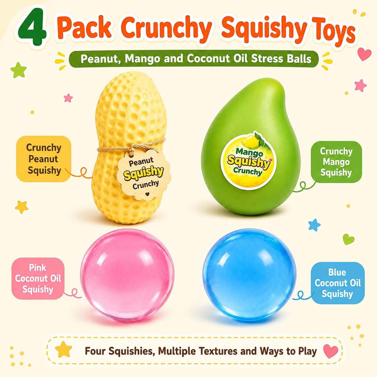 Coconut oil squishy balls pink blue stretch twist and shape demonstration